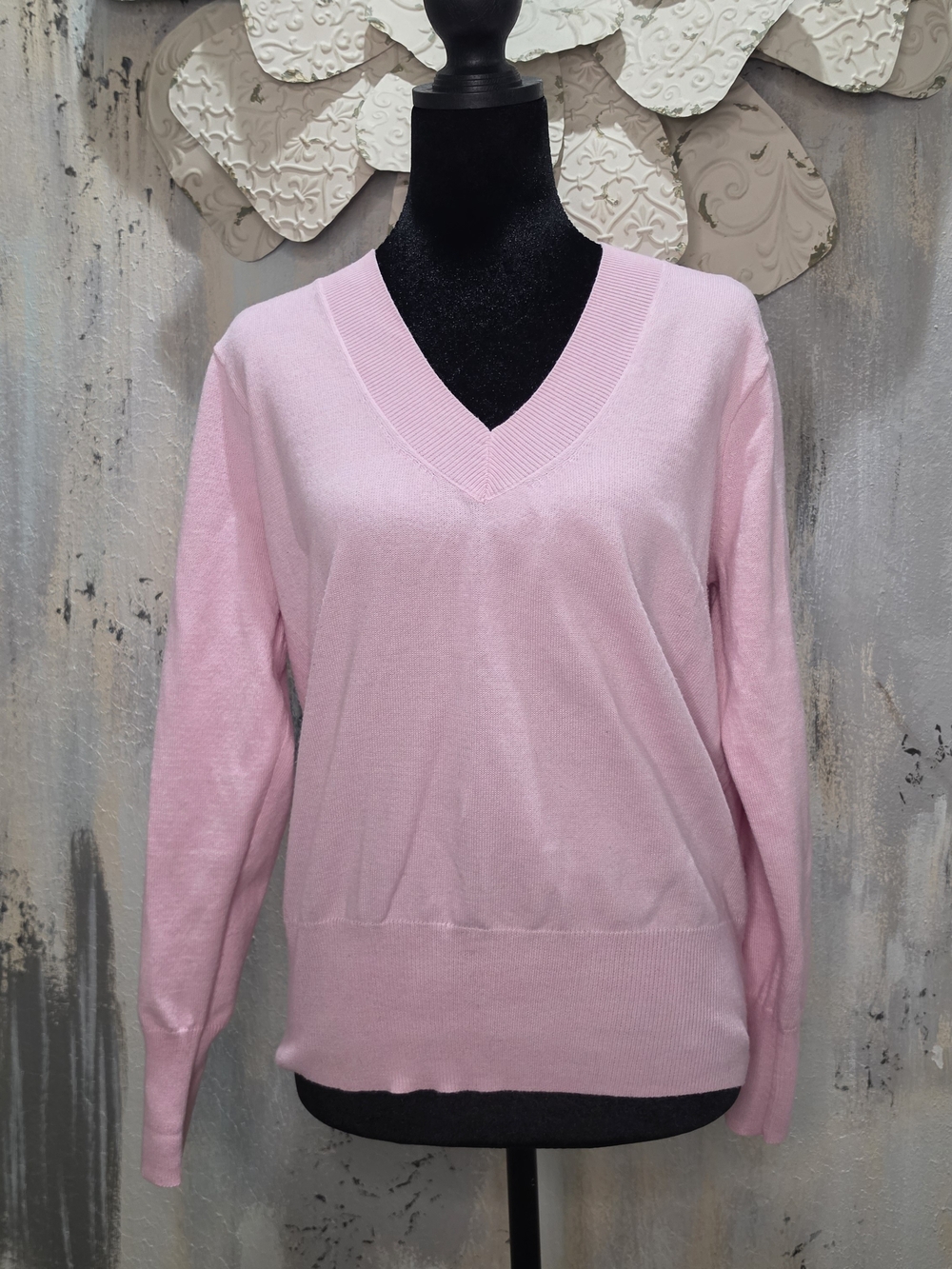 a new day Pastel Pink V-Neck Sweater
